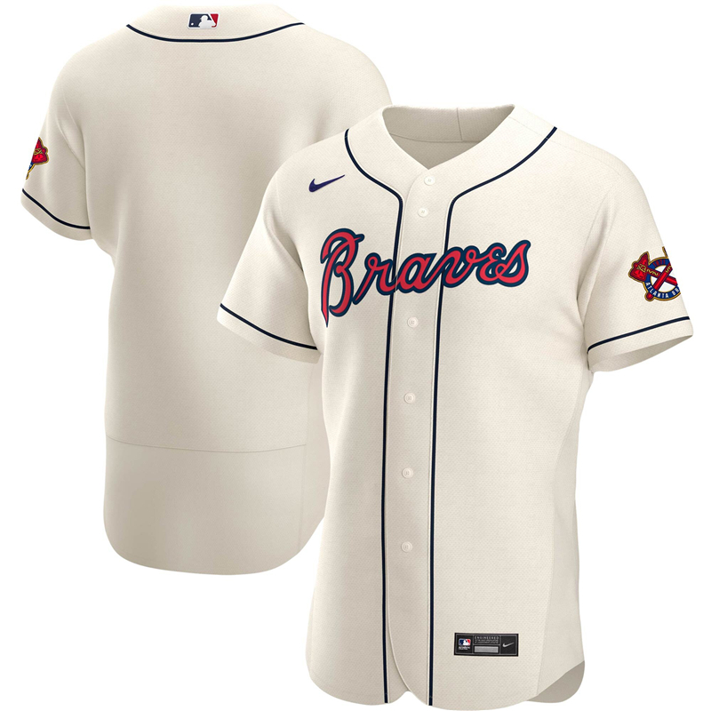 2020 MLB Men Atlanta Braves Nike Cream Alternate 2020 Authentic Official Team Jersey 1->customized mlb jersey->Custom Jersey